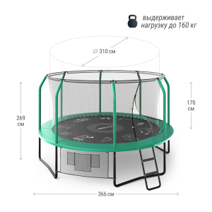 Батут UNIX line Supreme Game 12 ft (green) TRUSUG12GR