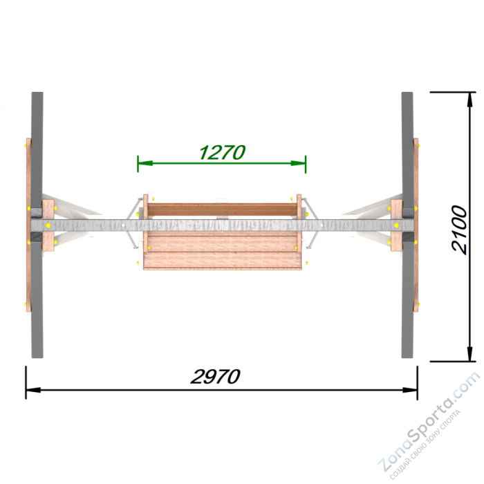 Деревянные качели Пикник 2 Ультра (диванчик на цепях)