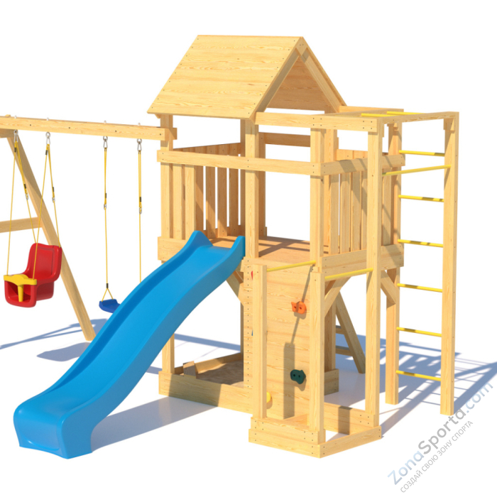 Детская площадка CustWood Scout S5 с деревянной крышей 