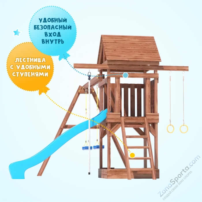 Детская площадка CustWood Scout SC1 с деревянной крышей 