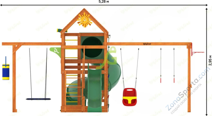 Детская площадка IgraGrad Крафт Pro 4 с трубой мод.2