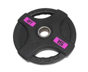 Диск олимпийский обрезиненный черный с двумя хватами Original FitTools FT-2HGP-15 15 кг