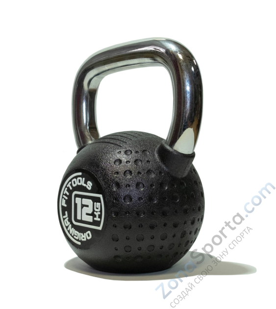 Гиря 12 кг с хромированной ручкой полиуретановая (CPU) Original FitTools