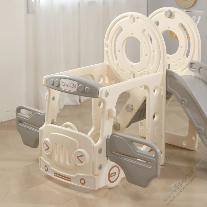 Игровой комплекс с горкой и качелями Unix Kids Bus (171 cm) Grey