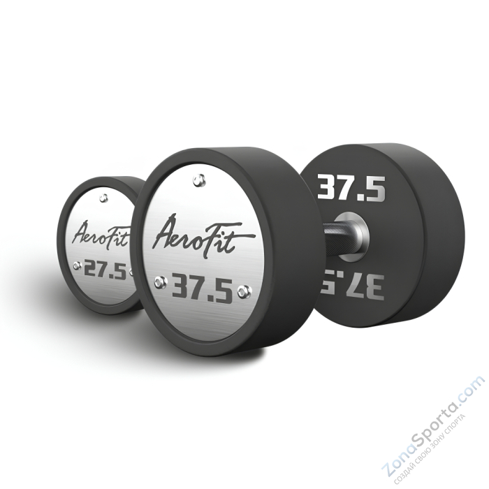 Набор полиуретановых гантелей AeroFit, 27,5-37,5 кг, 5 пар, шаг 2,5 кг
