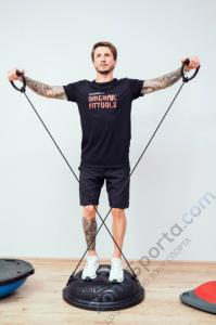 Полусфера гимнастическая надувная R3 с эспандерами и насосом Original FitTools FT-BSU-R3