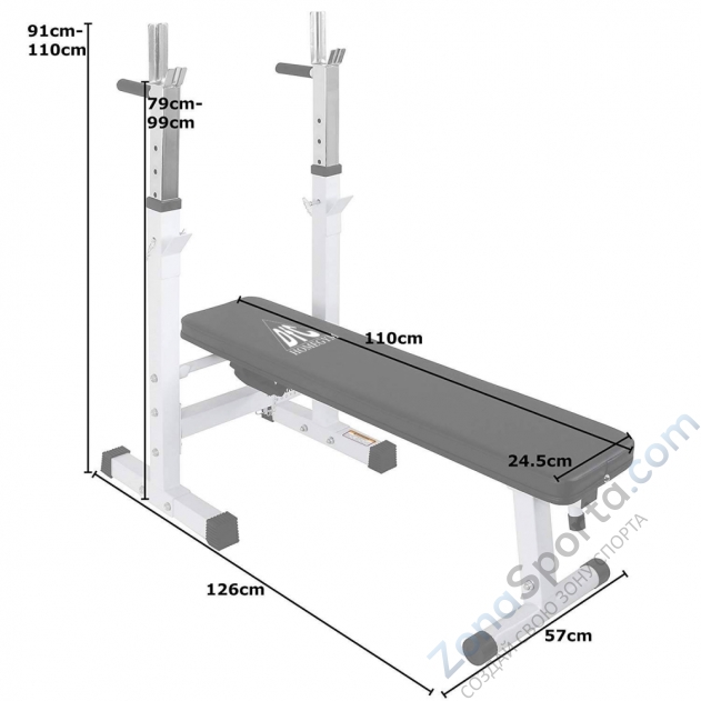 Скамья со стойками под штангу DFC DBCH2W